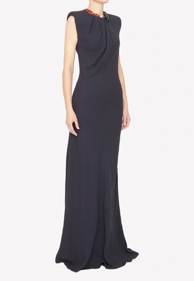 Shop Stella Mccartney Chain Detail Long Dress In Black