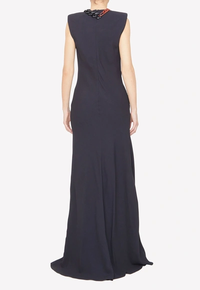 Shop Stella Mccartney Chain Detail Long Dress In Black