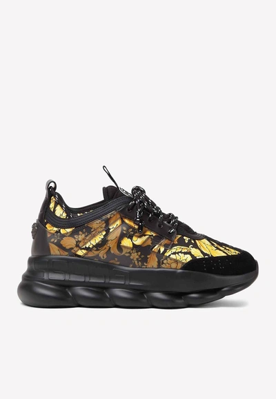 Shop Versace Chain Reaction Low-top Sneakers In Black