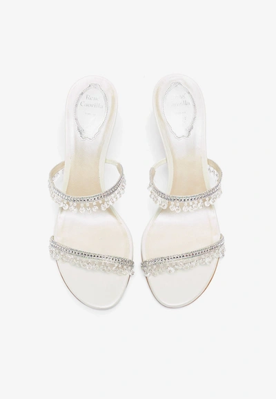 René Caovilla Chandelier 80 Crystal-embellished Mules In Ivory