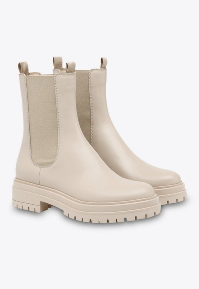 Gianvito Rossi Chester Trek-sole Leather Chelsea Boots In Beige