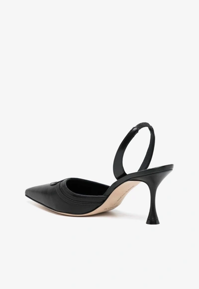 Manolo Blahnik Chongasli 70 Leather Slingback Pump In Black