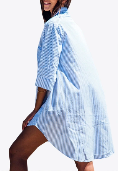 Les Canebiers Citadelle Striped Button-up Shirt Dress In Blue