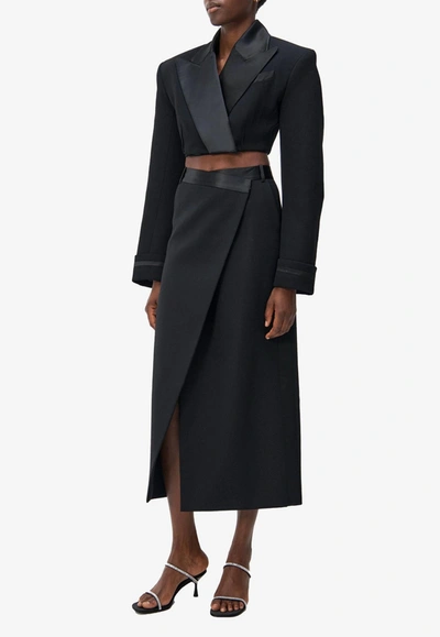 Shop Jonathan Simkhai Clarisse Midi Wrap Skirt In Black