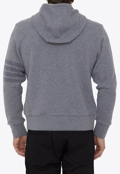 Shop Thom Browne Classic 4-bar Stripe Detail Hooded Sweatshirt In Gray