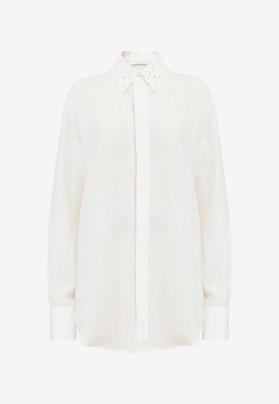 Shop Chloé Classic Oversized Long-sleeved Shirt In White