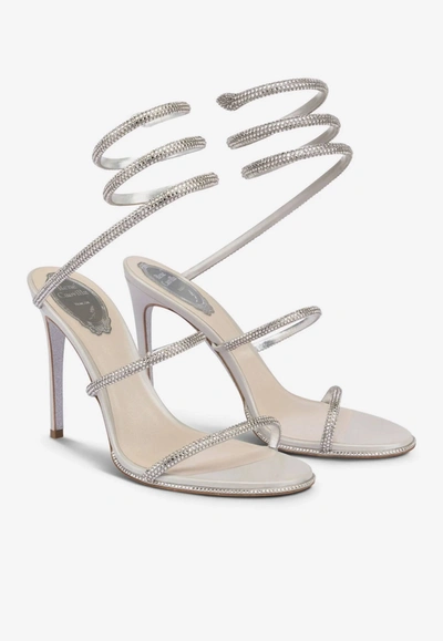 René Caovilla Cleo 105 Crystal Embellished Sandals In Grey