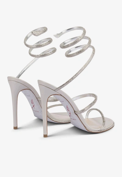 René Caovilla Cleo 105 Crystal Embellished Sandals In Grey