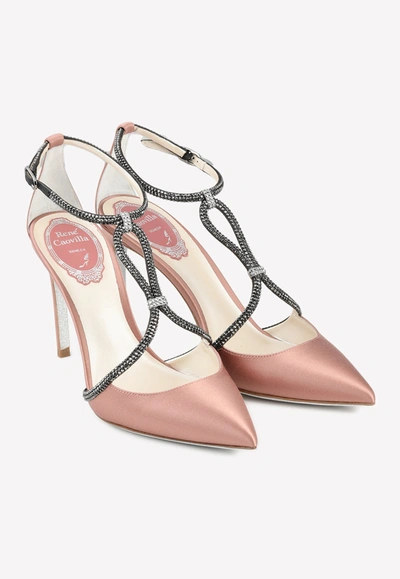 René Caovilla Crystal-embellished Pointed Pumps In Blush