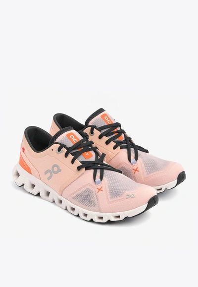 On Running Cloud X3 Low-top Mesh Sneakers In Rose