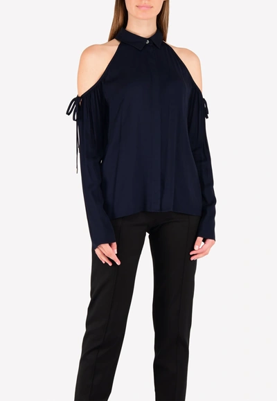 Cushnie Et Ochs Cold-shoulder Blouse In Blue