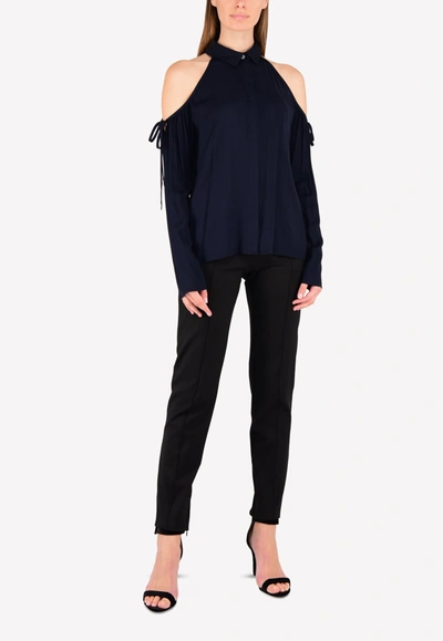 Cushnie Et Ochs Cold-shoulder Blouse In Blue