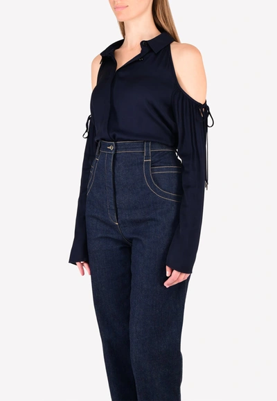 Cushnie Et Ochs Cold-shoulder Blouse In Blue