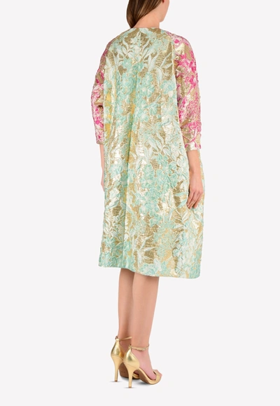 Francesco Scognamilio Collarless Embroidered Foil Coat In Green