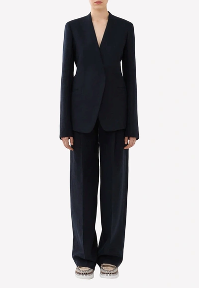 Shop Chloé Collarless Tailored Jacket In Navy