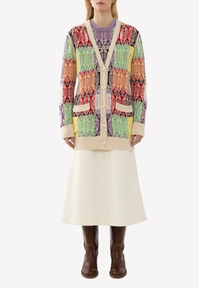 Shop Chloé Colorblock Knitted Cardigan In Cashmere Blend In Multicolor