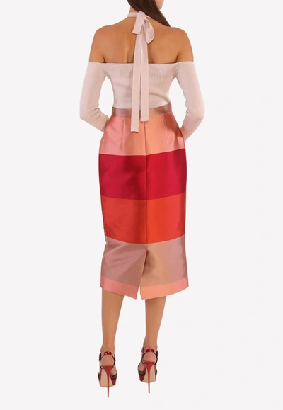 Shop Bibhu Mohapatra Colorblock Sheath Midi Skirt In Red