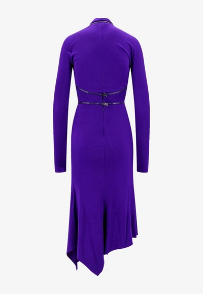 Shop Tom Ford Convertible Asymmetric Midi Dress In Purple