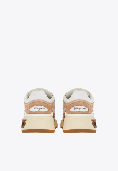 Ferragamo Cosma Low Leather Sneaker In Beige