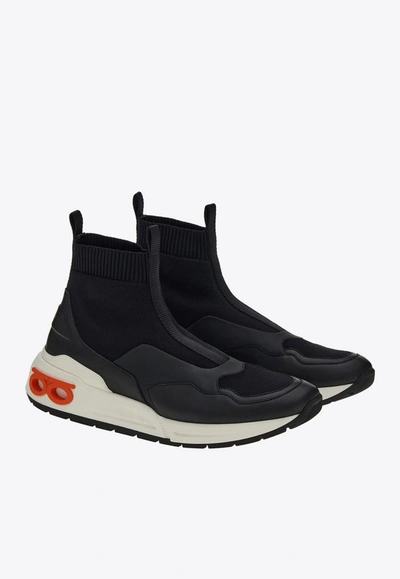 Ferragamo Cosma Sock High-top Sneakers In Black