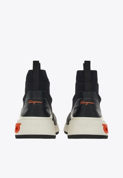 Ferragamo Cosma Sock High-top Sneakers In Black