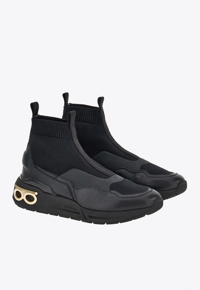 Ferragamo Cosma Sock Slip-on Sneakers In Black
