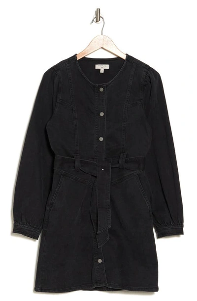 Shop Habitual Long Sleeve Belted Denim Dress In Washed Black