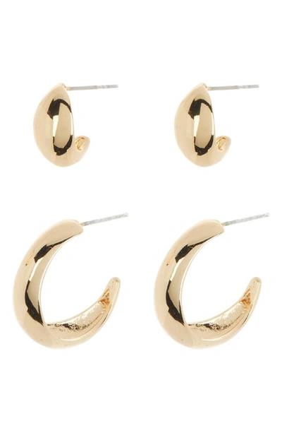 Shop Nordstrom Rack Chubby Hoop Earrings Set In Gold