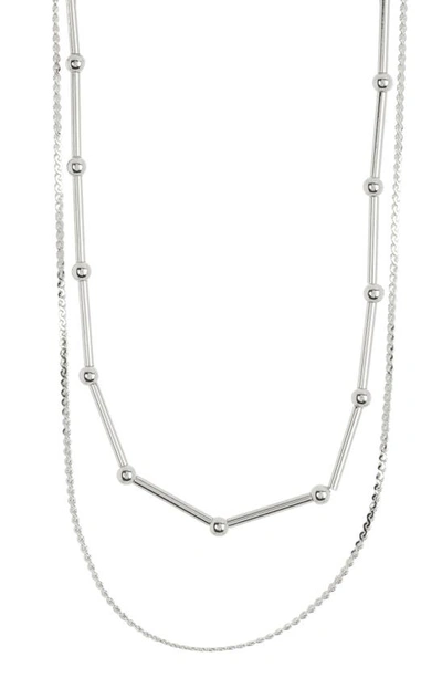Shop Nordstrom Rack Mixed Layered Chain Necklace In Rhodium