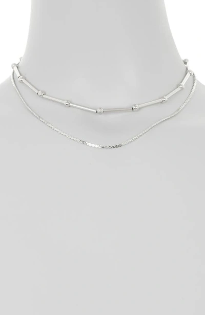 Shop Nordstrom Rack Mixed Layered Chain Necklace In Rhodium