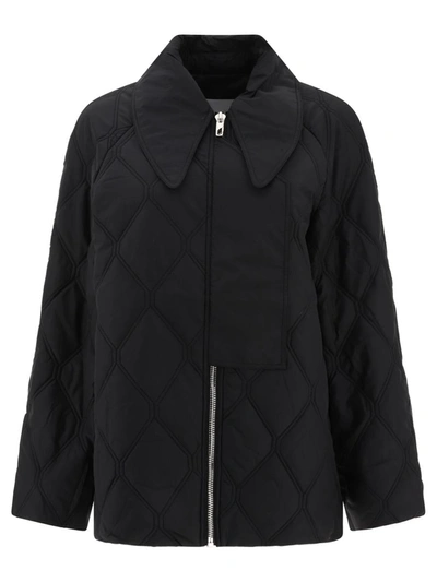 Shop Ganni Ripstop Quilt Jacket In Black