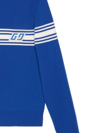 Shop Gucci Sweaters In Blue/ivory/mix