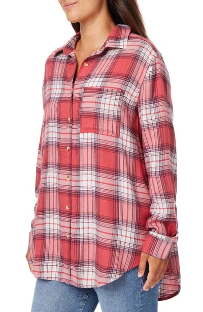 Shop C&c California C & C California Kyle Plaid Tunic Shirt In Mineral Red