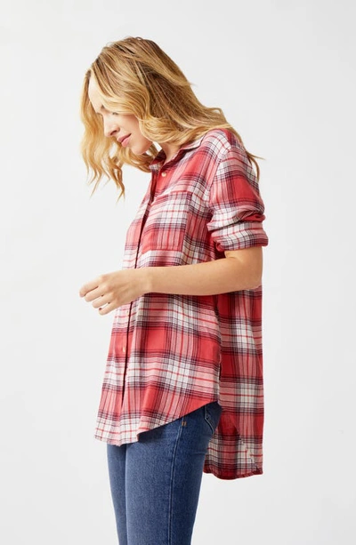 Shop C&c California C & C California Kyle Plaid Tunic Shirt In Mineral Red