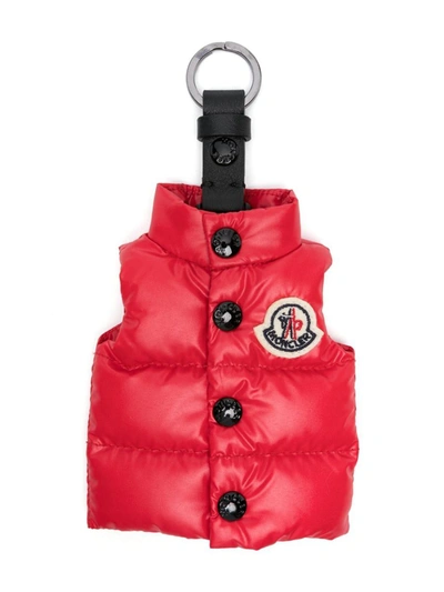Shop Moncler Vest Shaped Keyring In Red