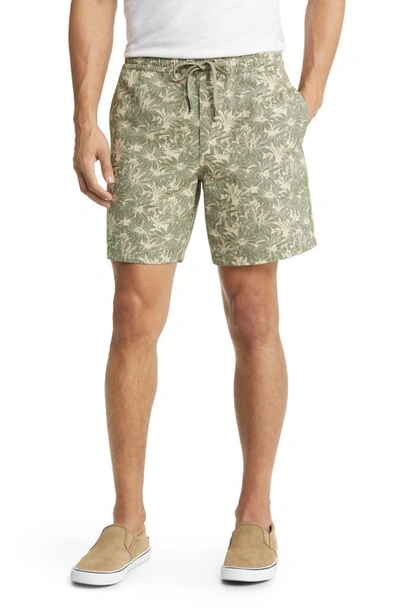 Shop Rodd & Gunn Main Beach Floral Stretch Cotton Drawstring Shorts In Sage