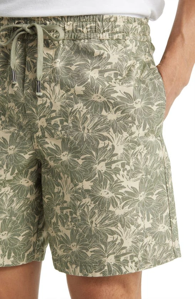 Rodd & Gunn Main Beach Floral Stretch Cotton Drawstring Shorts In Sage