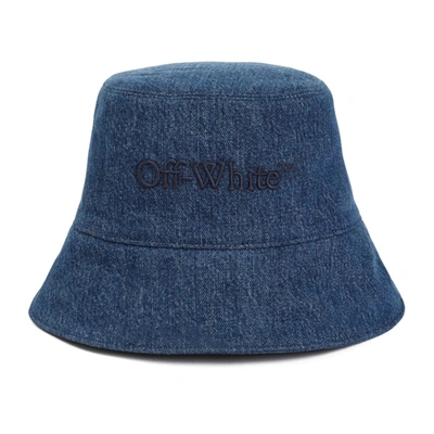 Shop Off-white Denim Bookish Bucket Hat In Blue