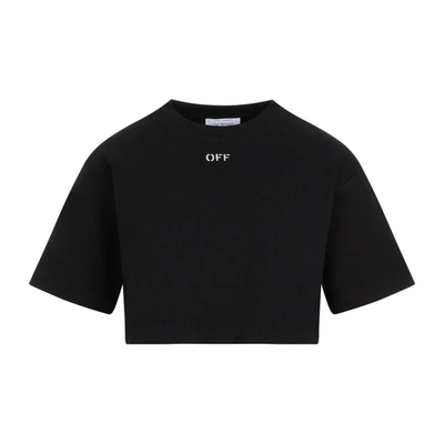 Shop Off-white Stamp Cropped T-shirt Tshirt In Black