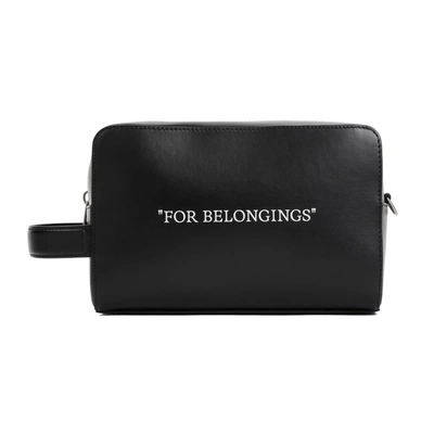 Shop Off-white Quote Bookish Toiletry Pouch Bag In Black
