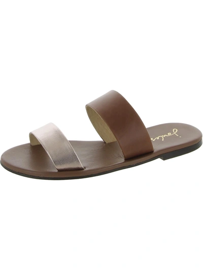 Shop Joules Fenthorpe Womens Leather Metallic Slide Sandals In Brown