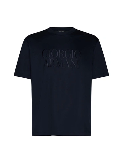 Shop Giorgio Armani T-shirts And Polos In Blue