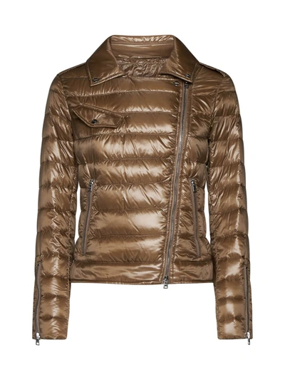 Herno Ultralight Nylon Biker Down Jacket In Brown