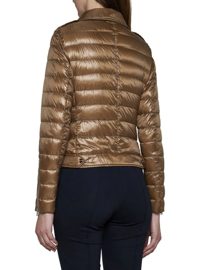 Herno Ultralight Nylon Biker Down Jacket In Brown