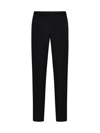 Saint Laurent Sustainable Virgin Wool Trouser With Frontal Pinces In Black