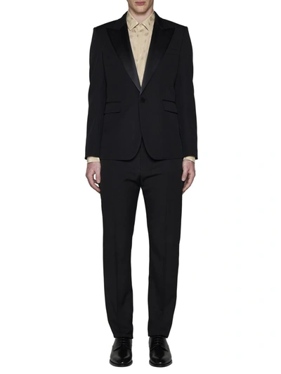 Saint Laurent Sustainable Virgin Wool Trouser With Frontal Pinces In Black