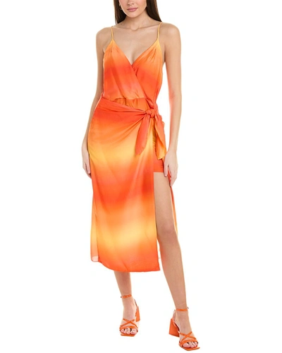 Shop Vix Carole Gisa Linen-blend Midi Dress In Multi