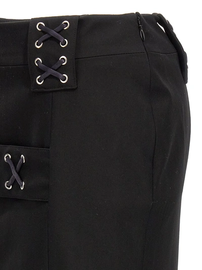 Alessandra Rich Lace-up Skirt With Fitted Silhouette And Slits In Black