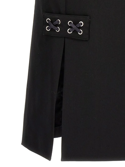 Alessandra Rich Lace-up Skirt With Fitted Silhouette And Slits In Black