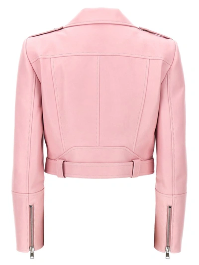 Shop Alexander Mcqueen Crop Biker Jacket In Pink